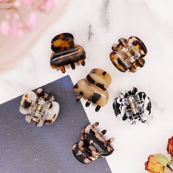 Acrylic Hair Clips Tortoise Leopard 12 Pcs Mini Claws Barrettes for Women Girls